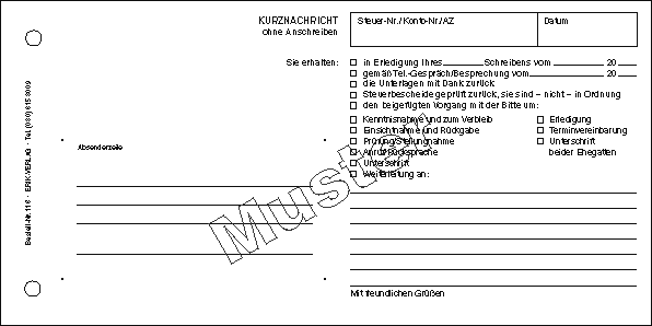 Kurznachricht, Block à 50 Blatt
