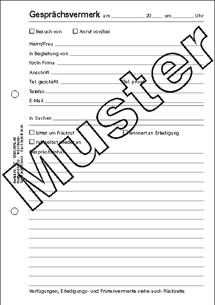 Gesprächsvermerkblock 100 Blatt