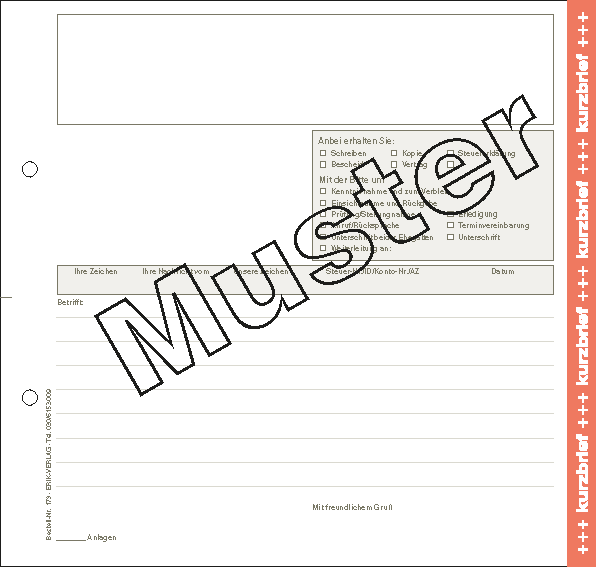 Kurzbrief 1/6 DIN, mit rotem Rand