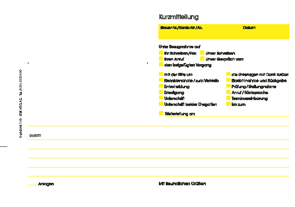 Kurzmitteilung, DIN A5, gelb sd.