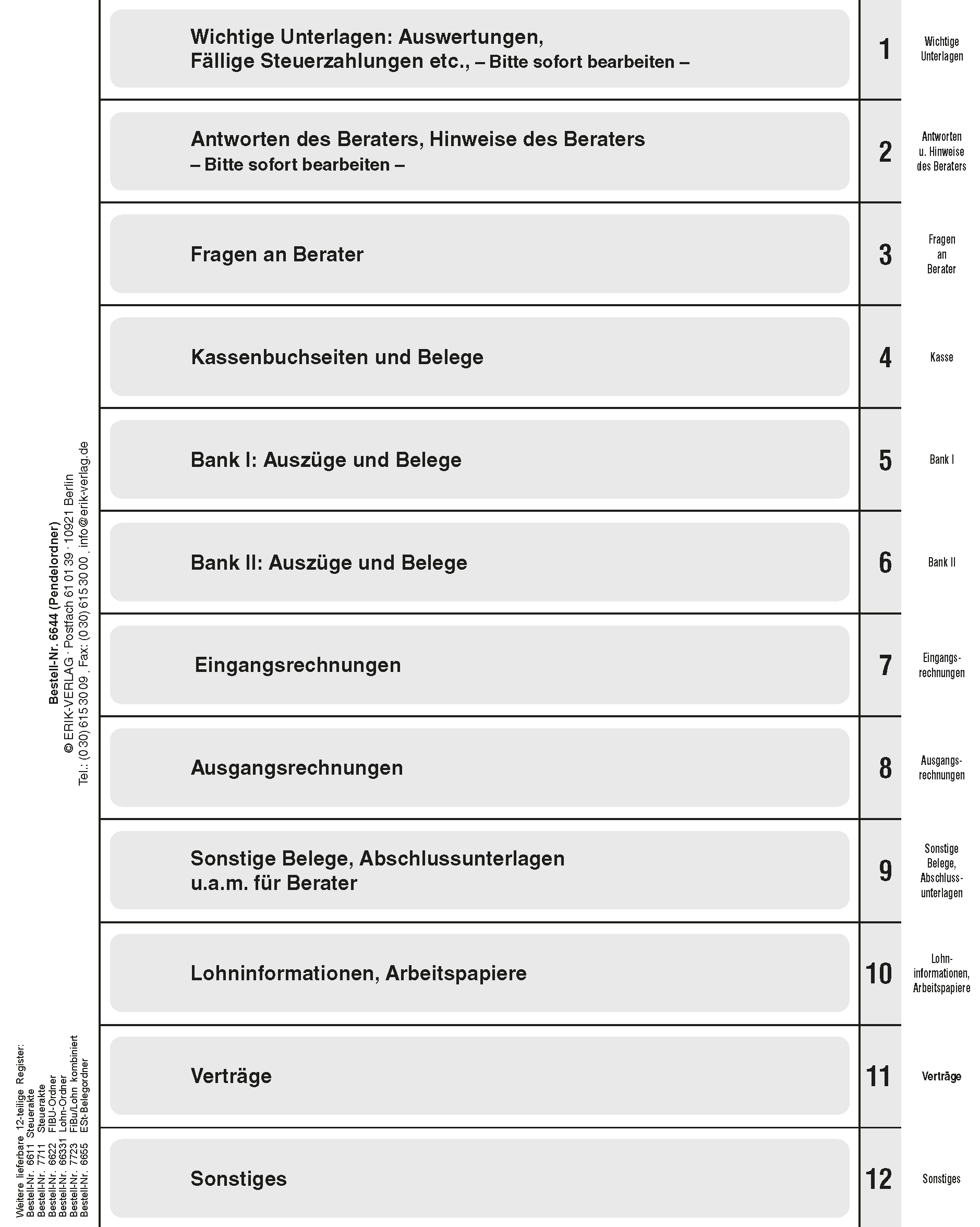  Register für Pendelordner