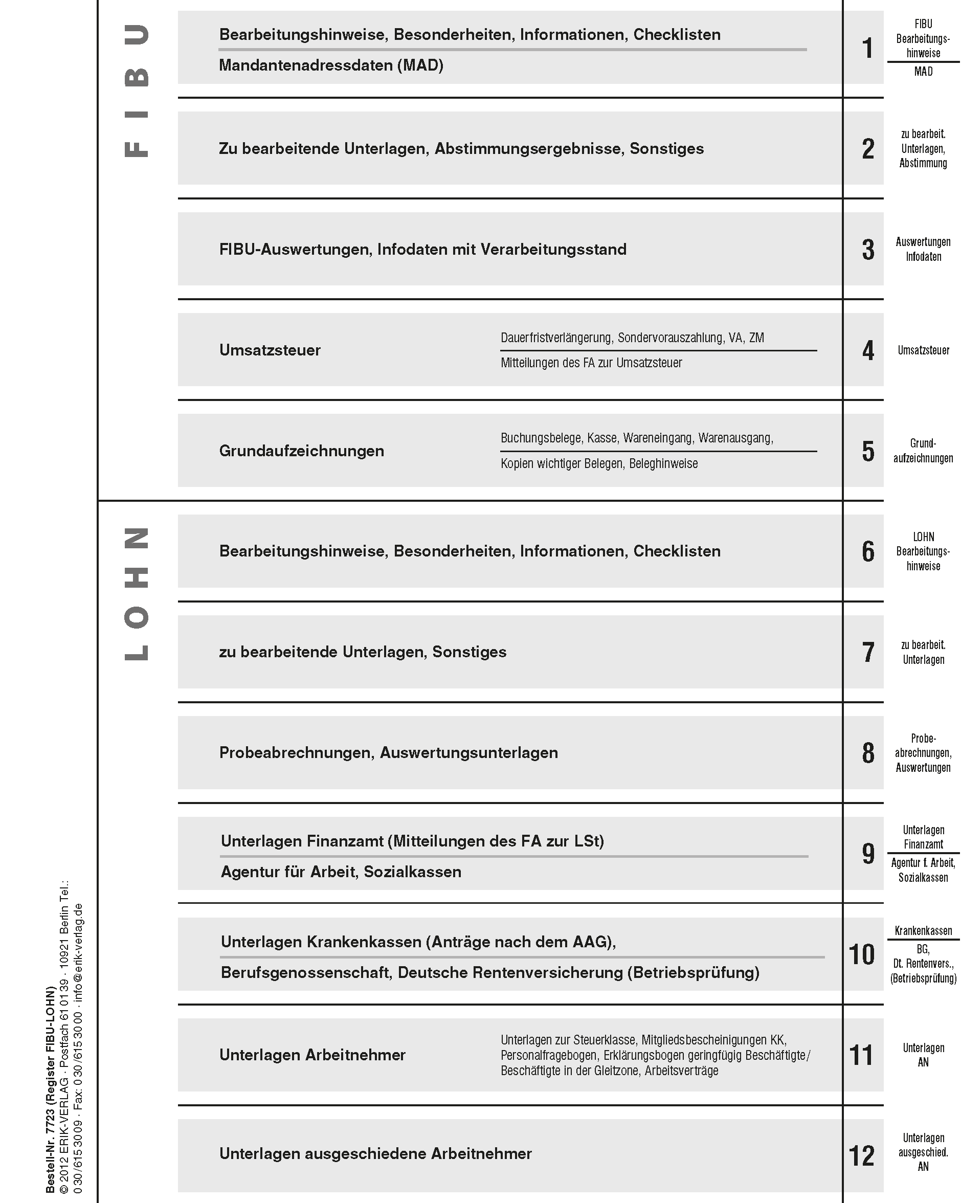  Register für Kombi-Ordner FIBU/Lohn