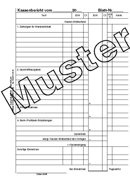 Kassenberichtblock 100 Blatt